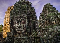 Buddha Face Carvings in Stone at Bayon Temple