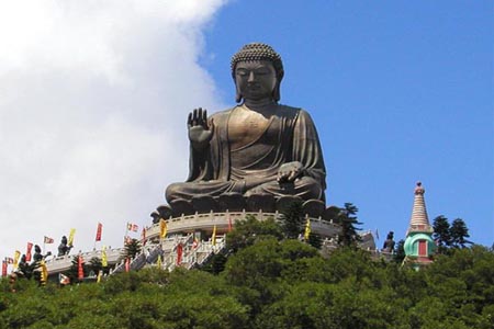 Giant Tian Tan Buddha statue in Hong Kong.