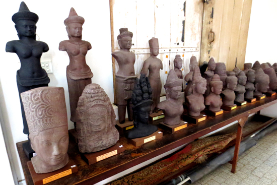 Carved statues of Khmer in National Museum