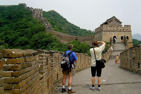 Tourists visiting Mutianyu Great Wall
