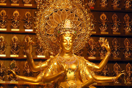 The Golden Jade Kwan-yin Statue. Nanshan Temple