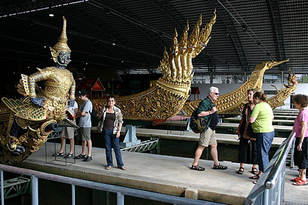 Tourists visiting Royal Barges Museum