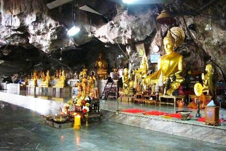Buddha images inside Tiger Cave Temple