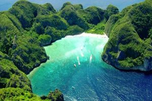 Panoramic view of limestone islands in Nopparat Thara National Park