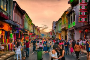 Walking street in Phu Ket Old Town, Thailand