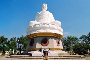 Sitting Buddha image in Long Son Pagoda