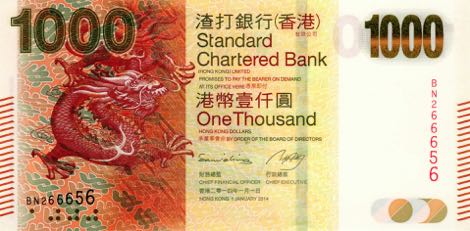 1000 Hong Kong Dollars (HKD) by Standard Chartered Bank