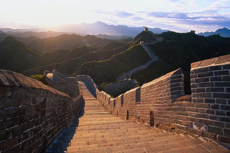 Great wall of China with beautiful sky view