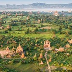 Sky view of Bagan temples, Myanmar