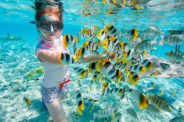 Swimming and snorkeling in the crystal clear water and discover beautiful coral reefs and a wide array of colorful tropical fishes of Boracay