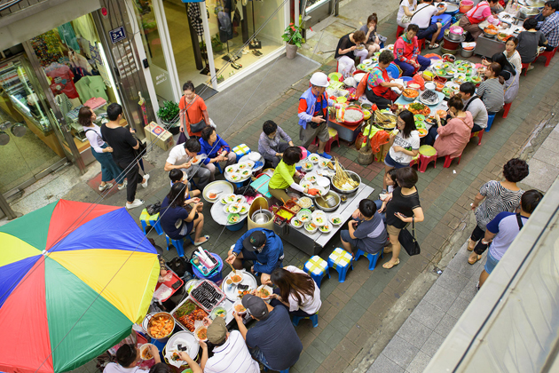 Variety of local dishes for sale in Biff Square