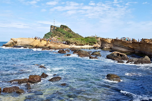 Yehliu National Geopark view from nearby beach