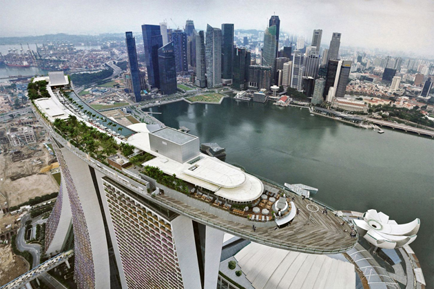 Marina Bay Sands aerial view of SkyPark