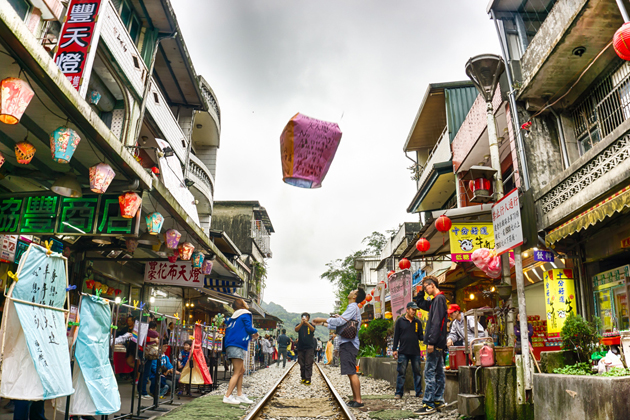 Sky lanterns in Shifen Old Street