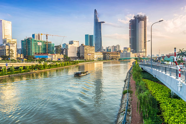 Saigon Central view from Tau Hu Canal - Ho CHi Minh city shore excursions from Phu My port