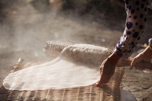 Rice paper making in Vietnam village