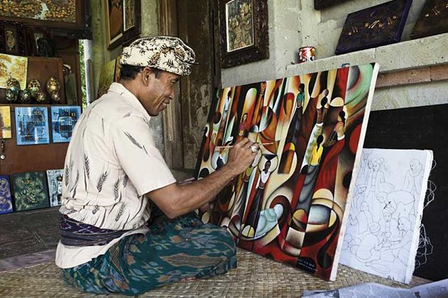 Batuan village hand painting