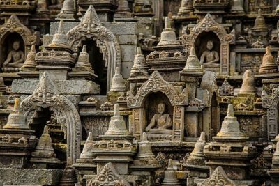 Borobudur Temple with statues