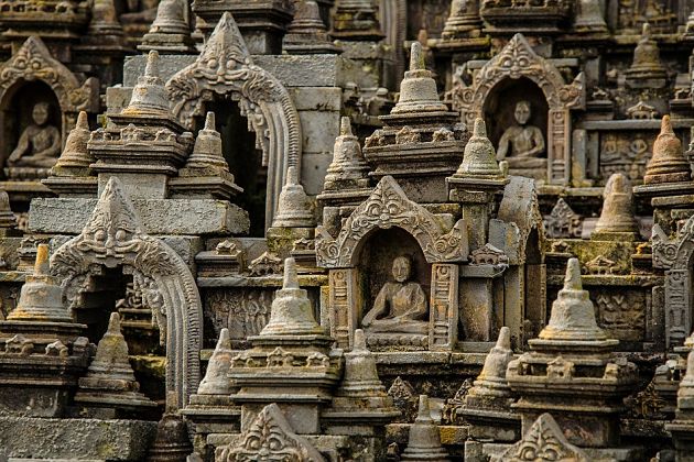 Borobudur Temple with statues