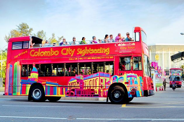 Colombo city tour on open deck bus