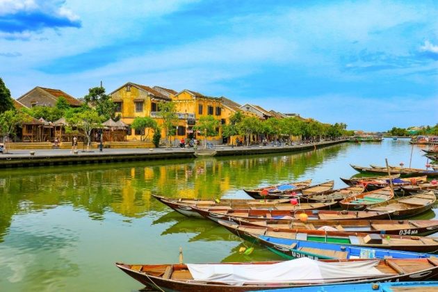 Scenic riverside view of Hoi An ancient town
