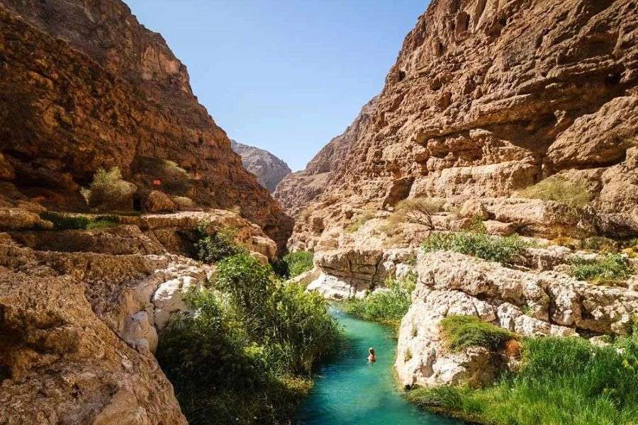 Hidden waterfall in Wadi Shab - Muscat shore excursions Hidden waterfall in Wadi Shab - Muscat shore excursions