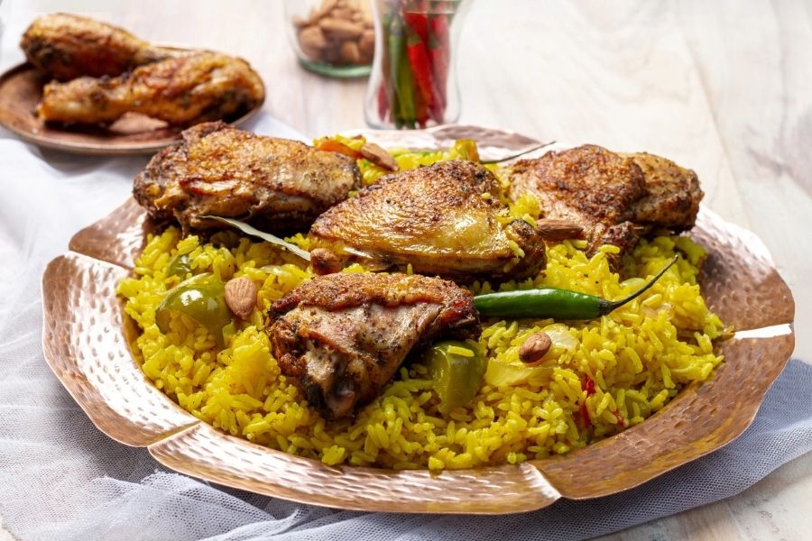 Majboos rice with chicken - Oman cuisine