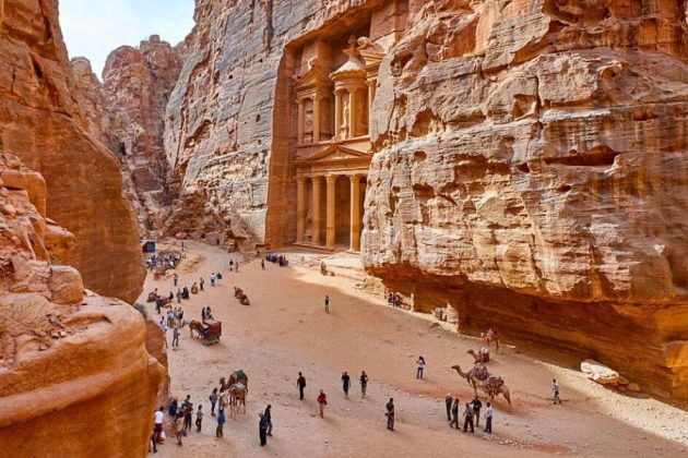 Siq canyon walkway on a Petra tour from Aqaba