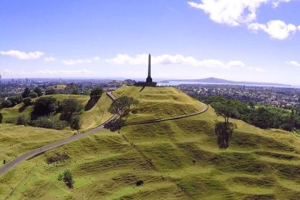 Auckland volcanic landscape from cruise port