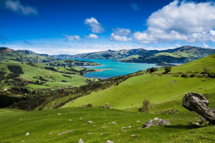 Banks Peninsula from Akaroa cruise port