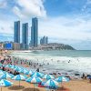 Haeundae Beach coastline with city skyline