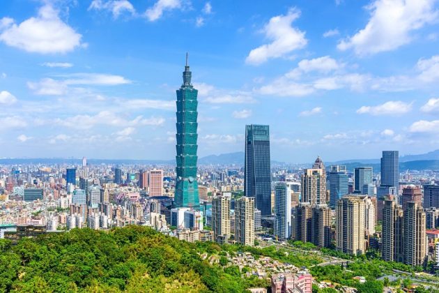 Taipei skyline and Taipei 101 from Keelung cruise port