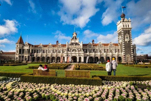 Dunedin Railway Station from Dunedin cruise port