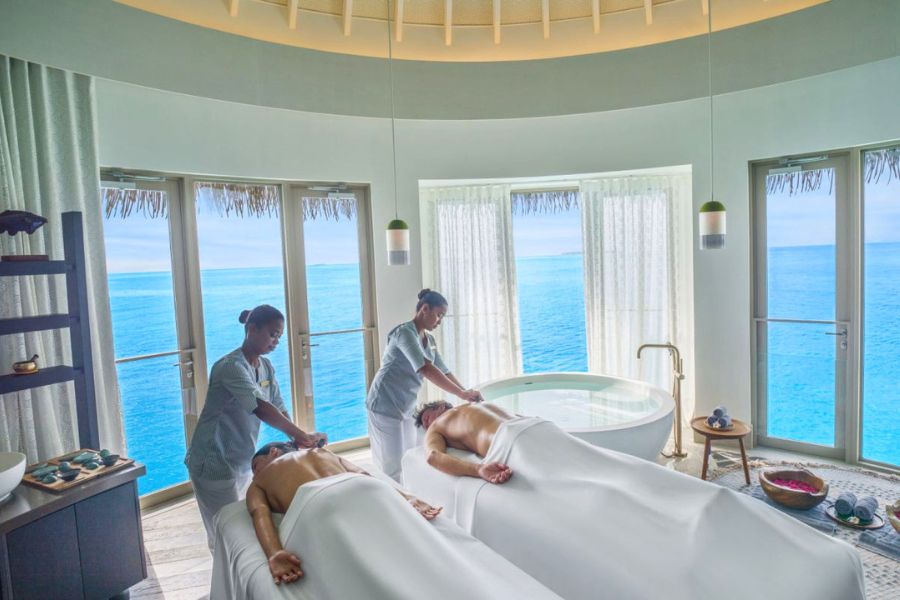 Luxury spa treatment in the Maldives with ocean views