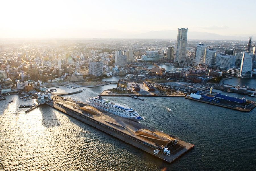 Cruise ship docked at Yokohama cruise port