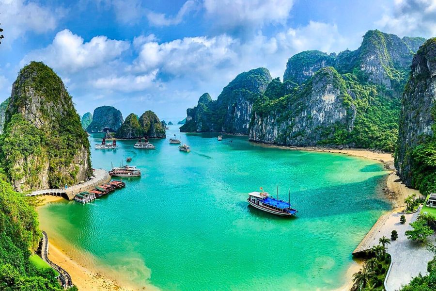 Beach among Ha Long Bay islands