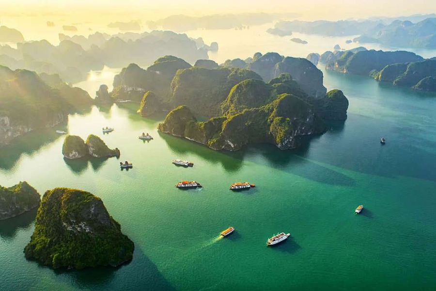 Cruise boats in Ha Long Bay