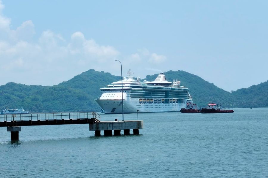 Cruise ship anchored near Benoa Port