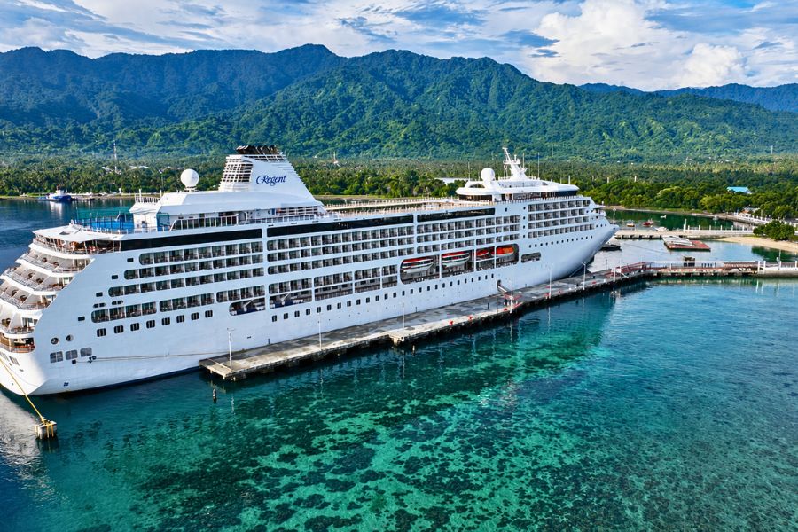 Cruise ship at Celukan Bawang Port in North Bali