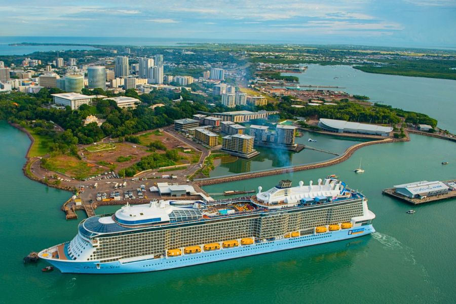 Cruise ship at Darwin Cruise Port beside the city waterfront