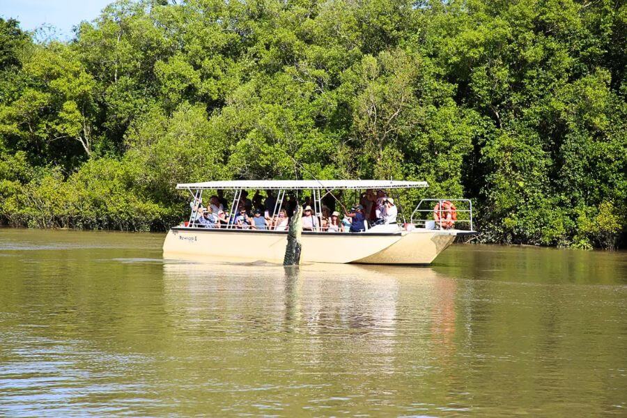 Enclosed Jumping Crocodile Cruise boat on the Adelaide River