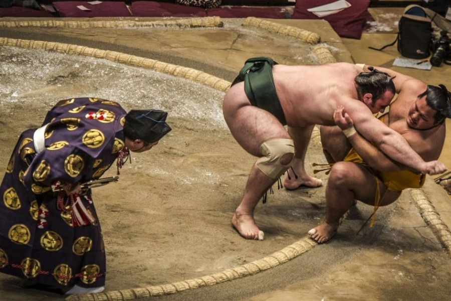 Fukuoka Grand Sumo Tournament in Japan in November