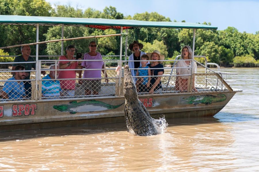 Jumping Crocodile Cruise boat at the Adelaide River jetty
