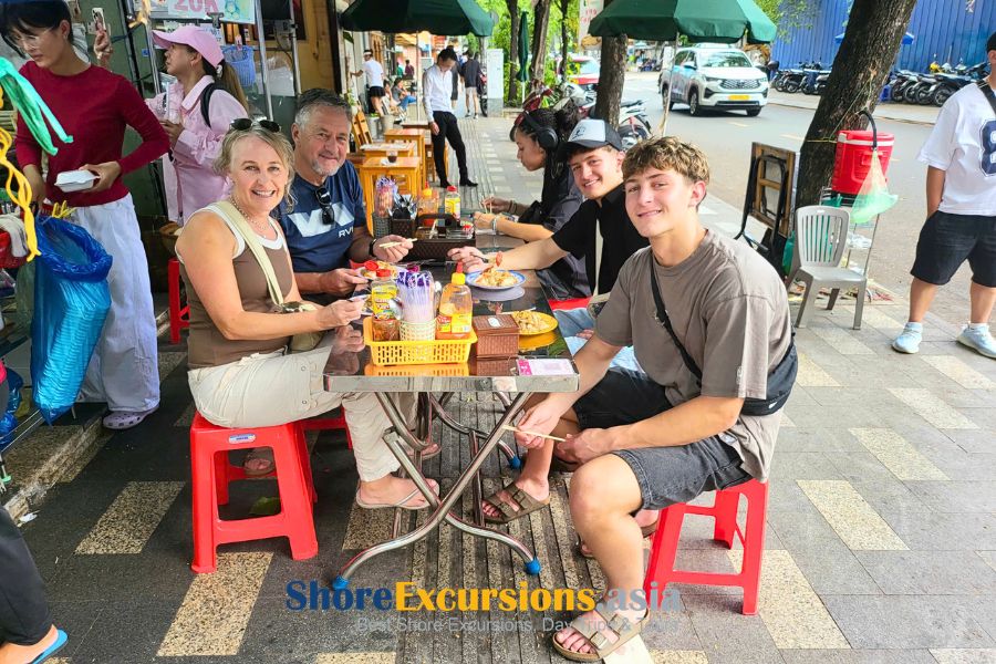 Local street food tasting during Phu My shore excursions
