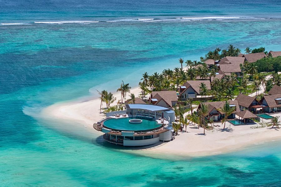 Maldives resort island and lagoon