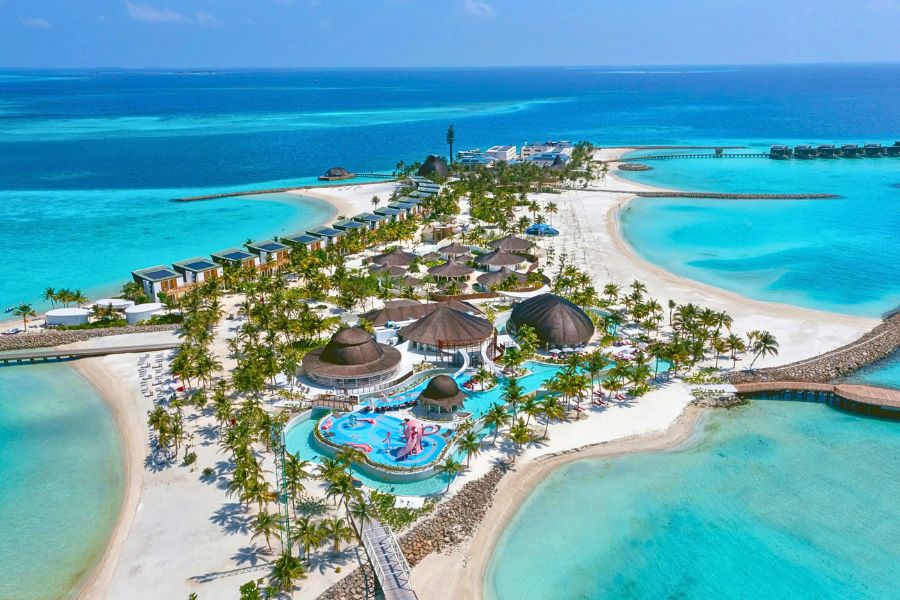 Maldives resort island with white-sand beaches and a turquoise lagoon