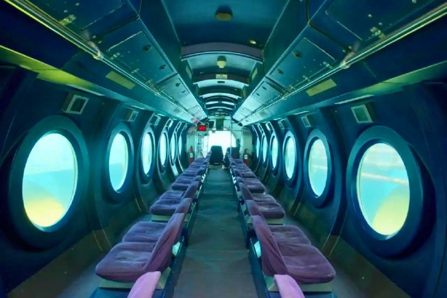 Passenger cabin inside the Maldives sightseeing submarine