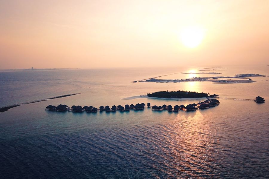 Sunset over a Maldives lagoon