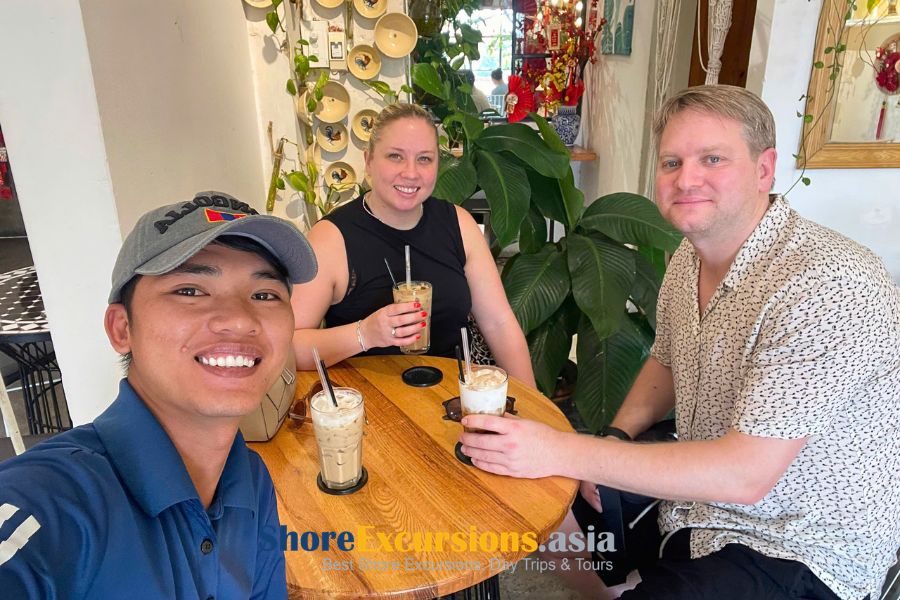 Vietnamese coffee stop on Phu My shore excursions