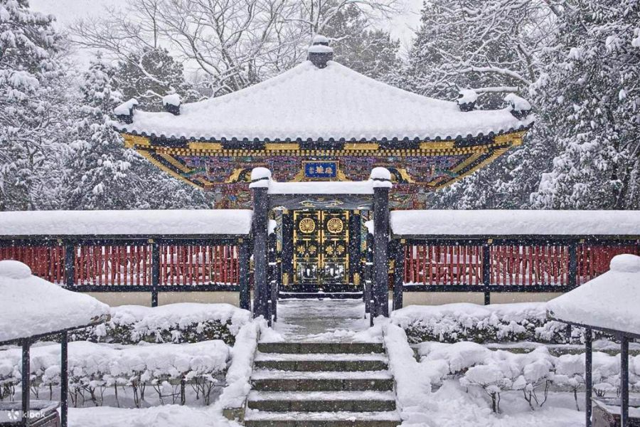 Zuihoden Mausoleum covered in snow in Sendai Zuihoden Mausoleum covered in snow in Sendai